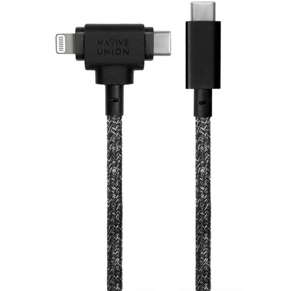 Универсальный шнур для зарядки техники 1.5 метра USB-C to USB-C/Lightning Native Union Belt Black