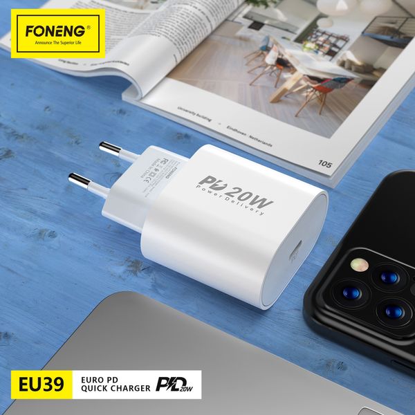 Зарядный адаптер питания FONENG EU39 GaN PD 20W quick USB Type-c 82310 фото