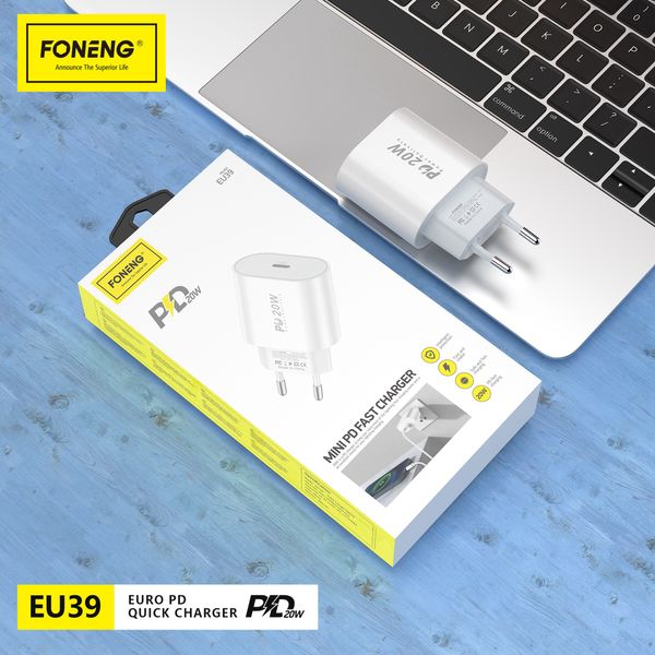 Зарядний адаптер живлення FONENG EU39 GaN PD 20W quick USB Type-c 82310 фото