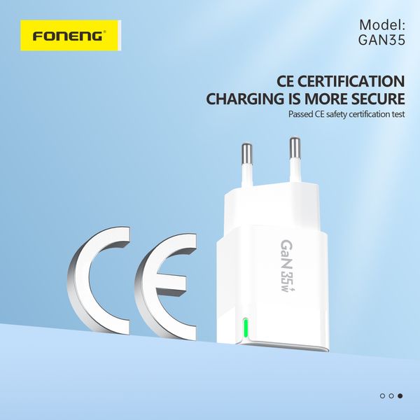Сетевое зарядное устройство FONENG USB-C 2-Port GaN Charger 35W с кабелем Type-C to Type-C 82320 фото