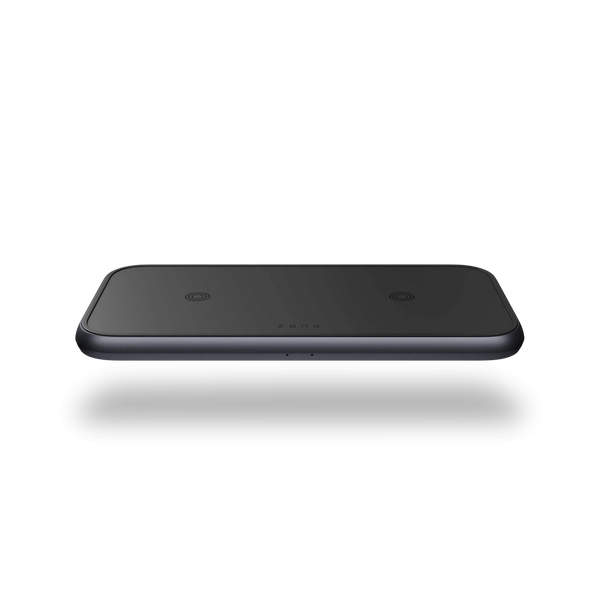 Док-станция беспроводной зарядки 2в1 для Apple iPhone/AirPods Zens Dual Aluminium Black with 30W USB-C PD adapter