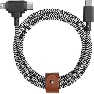 Универсальный кабель для зарядки техники 1.5 метра Native Union Belt Cable Zebra BELT-CCL-ZEB-NP фото