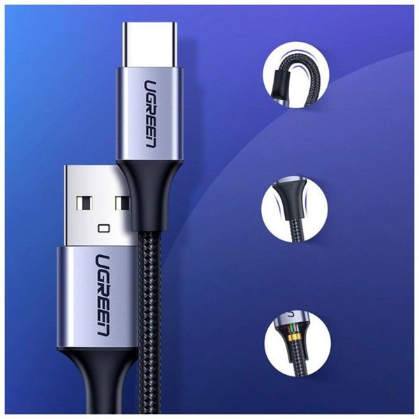 Кабель UGREEN US288 USB-C Male to USB 2.0 Male Cable Aluminum Braid 3m (Space Gray) (UGR-60408) UGR-60408 фото