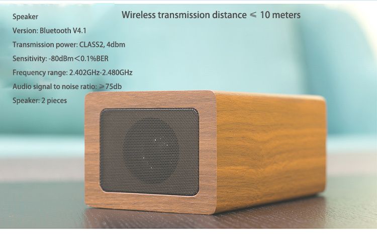 Дерев'яна бездротова зарядка з Bluetooth-колонкою і годинником 31092 фото