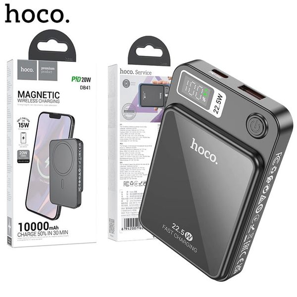 Power Bank Hoco DB41 River magnetic Wireless charging 10000mAh Magsafe для Apple iPhone 12/15 Pro Max Чорний 6942007606592 фото