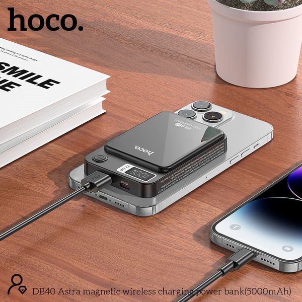 Power Bank Hoco DB41 River magnetic Wireless charging 10000mAh Magsafe для Apple iPhone 12/15 Pro Max Черный 6942007606592 фото