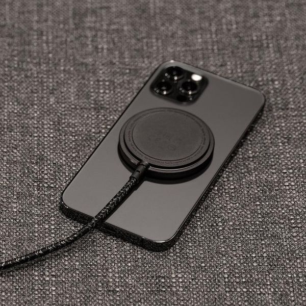 Магнітний бездротовий зарядний пристрій Apple iPhone 12-15 Magsafe Native Union Snap Magnetic Black SNAP-WL-COS фото