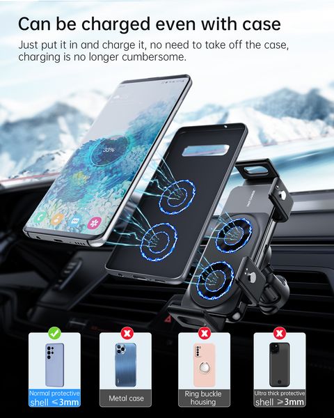 Автотримач з бездротовою зарядкою QinetiQ QN-20 for Samsun (Fold-Flip-S24) iPhone 12-15 (Pro Max) 11100 фото