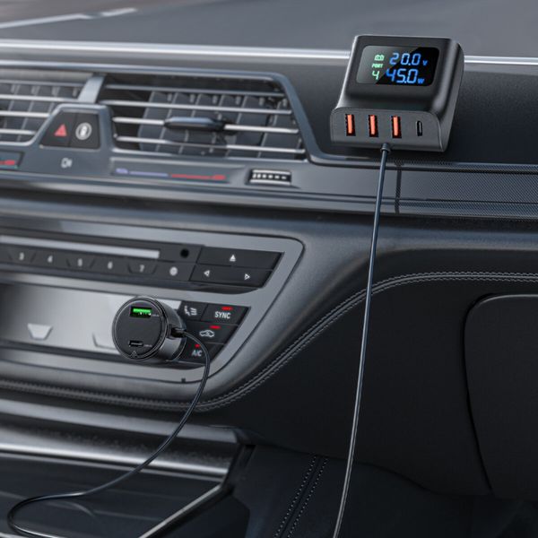 Автомобільний зарядний пристрій ACEFAST B11 138W Car Charger Splitter with Digital Display Black AFB11 фото