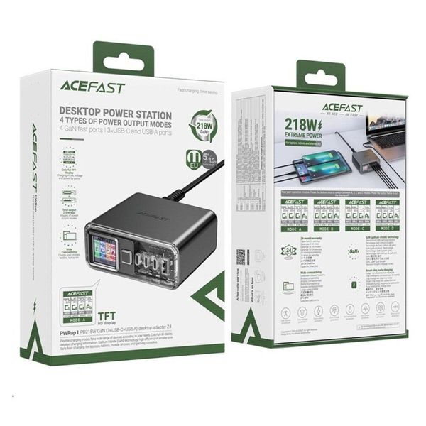 Мережевий зарядний пристрій ACEFAST Z4 PD218W GAN (3*USB-C+USB-A),SPACE GRAY AFZ4G фото