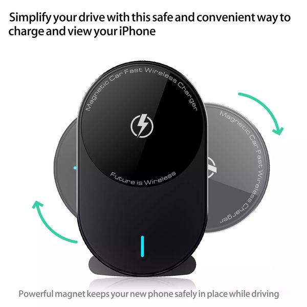 Магнітний автотримач з бездротовою зарядкою 15 Вт Magnetic Car EP08 для Iphone 12/14 і Samsung 14020 фото
