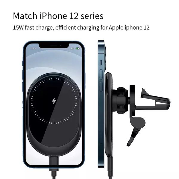 Магнітний автотримач з бездротовою зарядкою 15 Вт Magnetic Car EP08 для Iphone 12/14 і Samsung 14020 фото