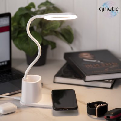 Настольный LED светильник с пеналом и Беспроводной зарядкой 10W LED Desk Lamp Qi LED Desk Lamp HT-12 32040 фото