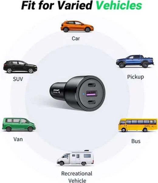 Автомобільний зарядний пристрій UGREEN CD239 Car Charger 69W Max (Black) (UGR-20467) UGR-20467 фото