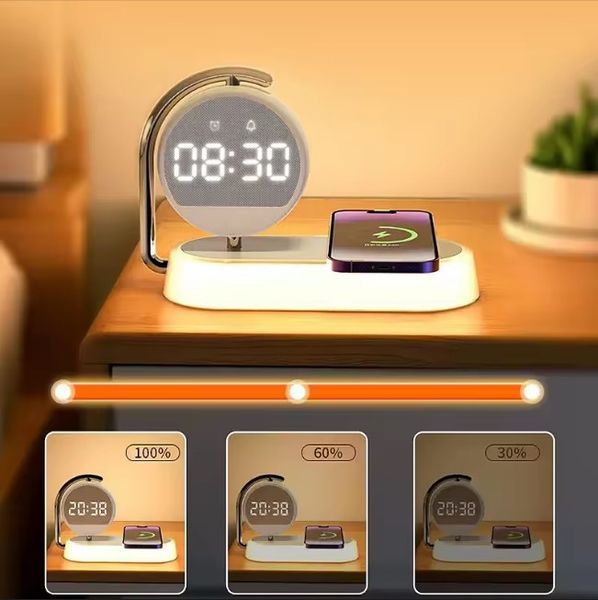 Станція бездротової зарядки з годинником і світильником LED QinetiQ QN-01 15W Samsung iPhone 31074 фото